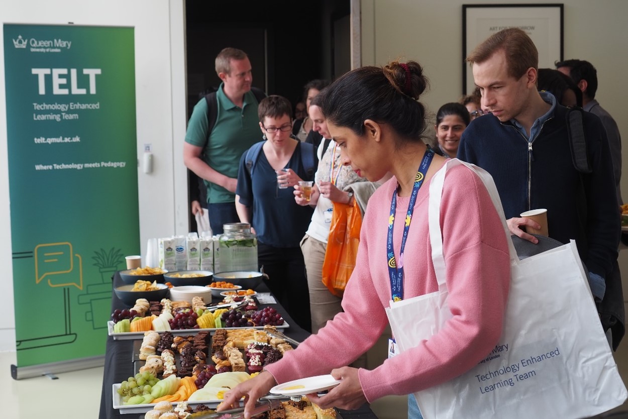 COP attendees getting refreshments