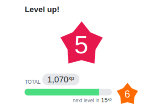 Badge and progress bar for Level Up XP
