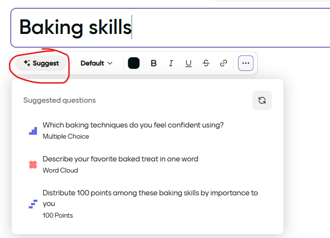 New - Menti AI suggestions