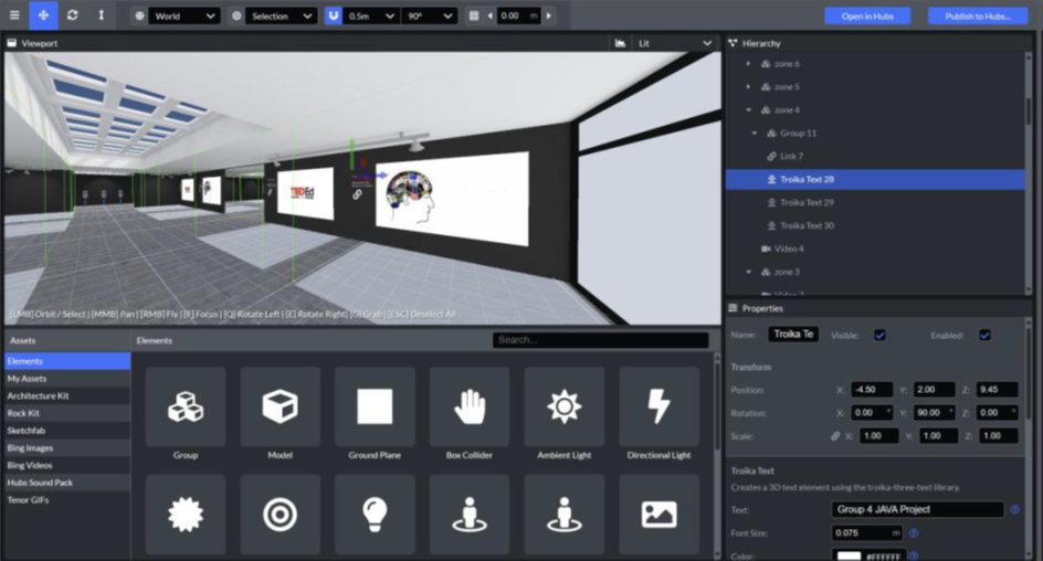 Exhibition hall creation using Mozilla Spoke software.