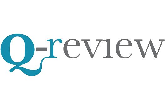 Q‑Review logo with the letter Q in turquoise, followed by a dash, and the word ‘Review’ in black text.