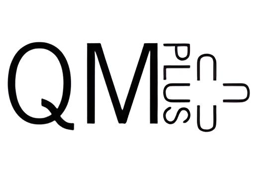 QMplus logo with black script on a white background.