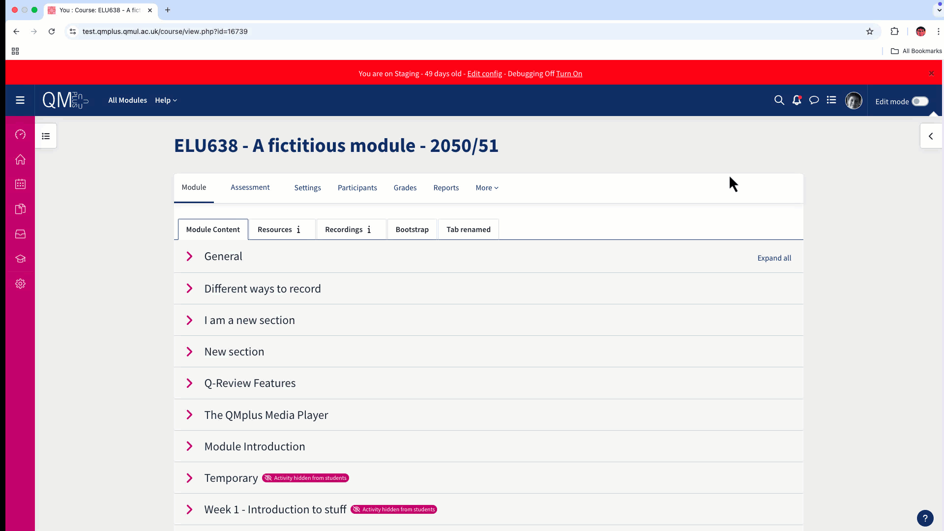 Subsection in QMplus