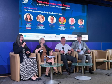 Members of panel 2 on stage at the conference.