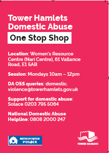 White lettering on a red background